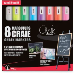 Uni Ball - Chalk PWE-5M, Set da 8 marker a gesso