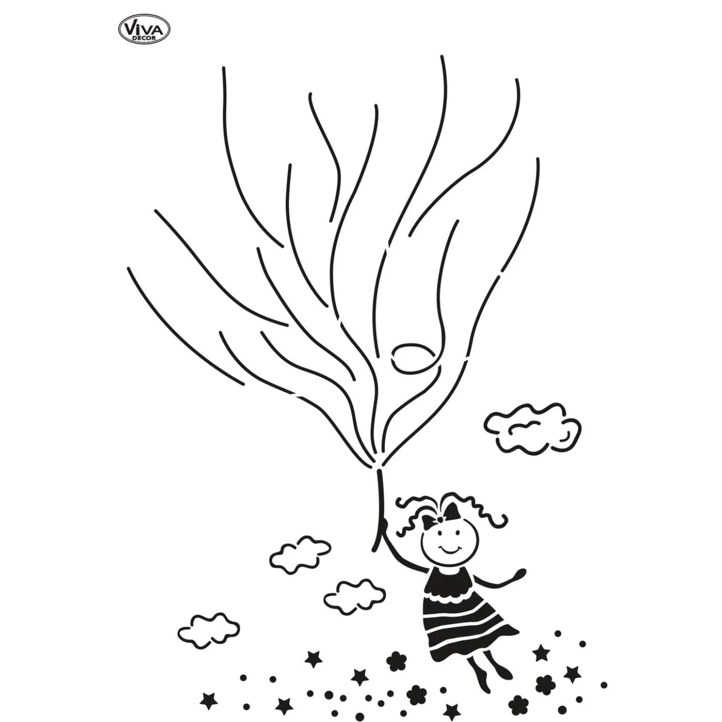 Viva Decor - Stencil per Blob Painting, Ragazza con palloncino